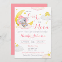 Over de maan olifant meisje Baby shower