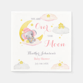 Over de maan olifant meisje Baby shower Servet