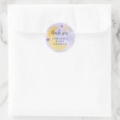 Over de maan, Paarse Baby shower Favor Ronde Sticker (Tas)