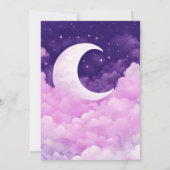 Over de maan paarse roze baby shower kaart (Achterkant)