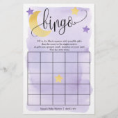 Over de maan, Paarse sterren Bingo Paper Game Kaar Flyer (Voorkant)