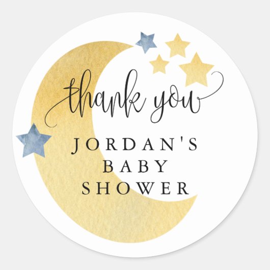 Over de maan, Persoonlijke Baby shower Ronde Sticker (Voorkant)