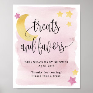 Over de maan, Roze Baby shower Behandeling en Voor Poster