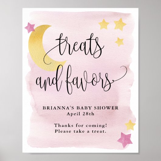 Over de maan, Roze Baby shower Behandeling en Voor Poster (Voorkant)