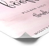 Over de maan, Roze Baby shower Guest Book Poster (Hoek)