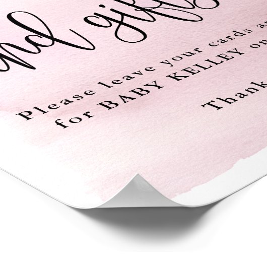 Over de maan, Roze Baby shower Kaarten en cadeaus Poster (Hoek)