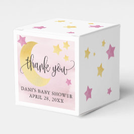 Over de maan, Roze Baby shower maan Stars Klein Bedankdoosjes