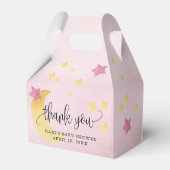 Over de maan, roze Baby shower maan sterren Bedankdoosjes (Achterkant)
