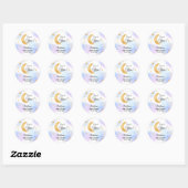 Over de Maan Roze Blauw Dank Je Wel Baby Shower Ronde Sticker (Vel)