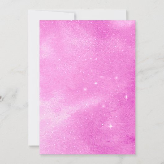 Over de maan roze en gouden babymeisjesdouche kaart (Achterkant)