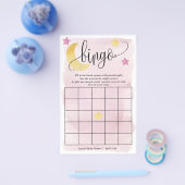 Over de maan, Roze sterren Bingo Paper Kaart (Enkel)