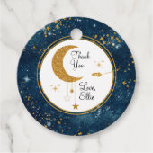 Over de Maan Ruimte Dank je wel Baby Bedankjes Labels (Voorkant)