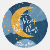 Over de maan sprankelende maan kinderen Verjaardag Ronde Sticker (Voorkant)
