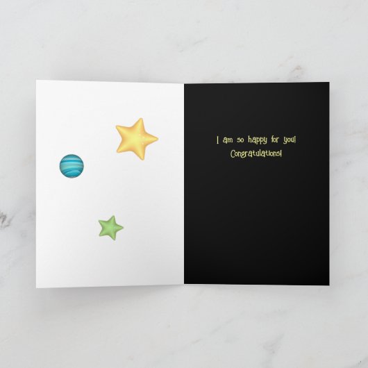 Over de maan sterren planeet aangepaste tekst groe kaart (Binnen)