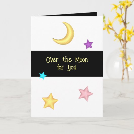 Over de maan sterren planeet aangepaste tekst groe kaart (Gele Bloem)