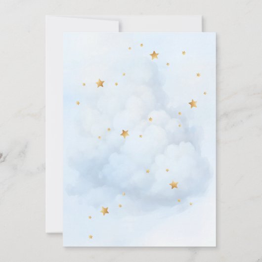 Over de Maan Sterren Vliegtuig Blauw Baby Jongen D Kaart (Achterkant)