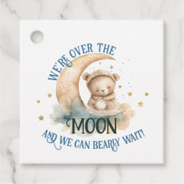 Over de maan Teddy Bear Baby Jongensdouche Bedankjes Labels