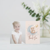 Over de maan Teddy Bear Birthday Dank je wel Briefkaart (Staand voorkant)