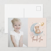 Over de maan Teddy Bear Birthday Dank je wel Briefkaart (Voorkant / Achterkant)