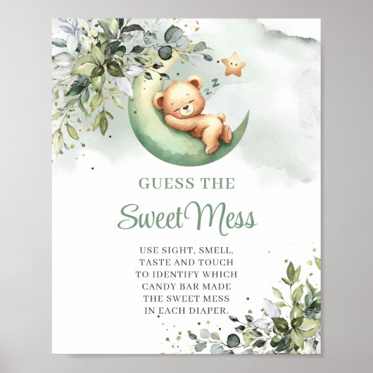 Over de maan teddybeer Guess The Sweet Mess spel Poster (Voorkant)