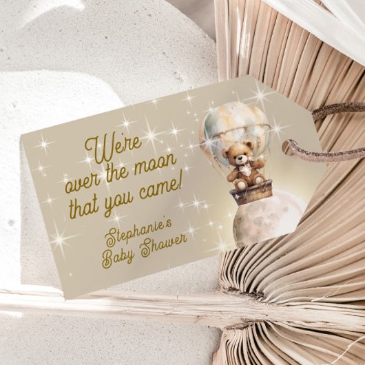 Over de Maan Teddybeer Hemelse Baby Shower Cadeaulabel