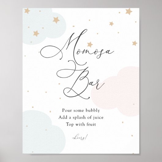 Over de Maan Twinkle Star Blue en Pink Momosa Poster (Voorkant)