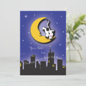 Over de maan | Uitnodiging voor Baby shower (Staand voorkant)