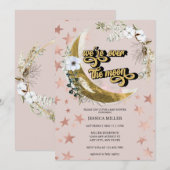 Over de maan | Uitnodiging voor Star-Baby shower (Voorkant / Achterkant)