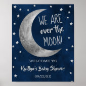 Over de maan | Welkomstteken Baby shower Poster (Voorkant)