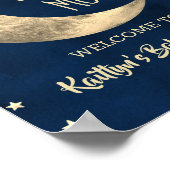 Over de maan | Welkomstteken Baby shower Poster (Hoek)