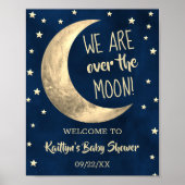 Over de maan | Welkomstteken Baby shower Poster (Voorkant)