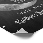 Over de maan | Welkomstteken Baby shower Poster (Hoek)