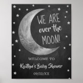 Over de maan | Welkomstteken Baby shower Poster (Voorkant)