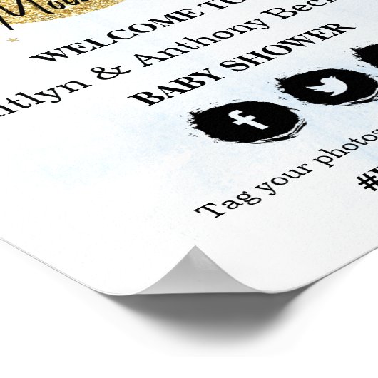 Over de maan | Welkomstteken voor Baby shower jong Poster (Hoek)