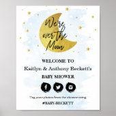 Over de maan | Welkomstteken voor Baby shower jong Poster (Voorkant)