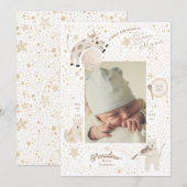 Over de maan Whimsical Birth Aankondiging (Voorkant / Achterkant)
