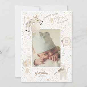 Over de maan Whimsical Birth Aankondiging