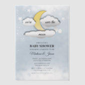 Over de Maan Wolken en Sterren Baby shower Vellum Uitnodigingen (Voorkant)