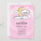 Over de Maan Wolken & Sterren Baby shower Kaart (Voorkant)