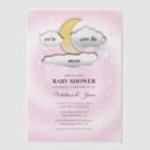 Over de Maan Wolken & Sterren Baby shower Vellum Uitnodigingen (Voorkant)