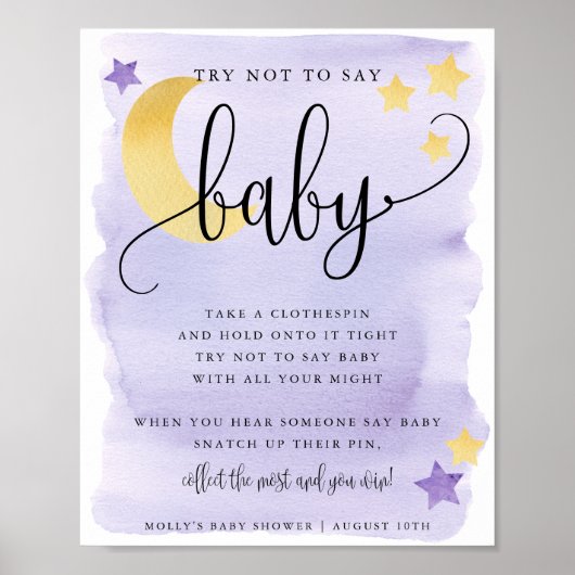 Over de maan zeggen Paars geen Baby Poster (Voorkant)