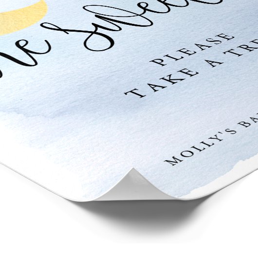 Over de maan zijn blauwe baby's zoete Treat/Favor Poster (Hoek)