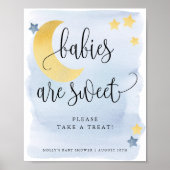 Over de maan zijn blauwe baby's zoete Treat/Favor Poster (Voorkant)