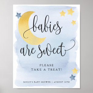 Over de maan zijn blauwe baby's zoete Treat/Favor Poster