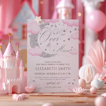 Over de Maan Zilver Roze Baby Shower