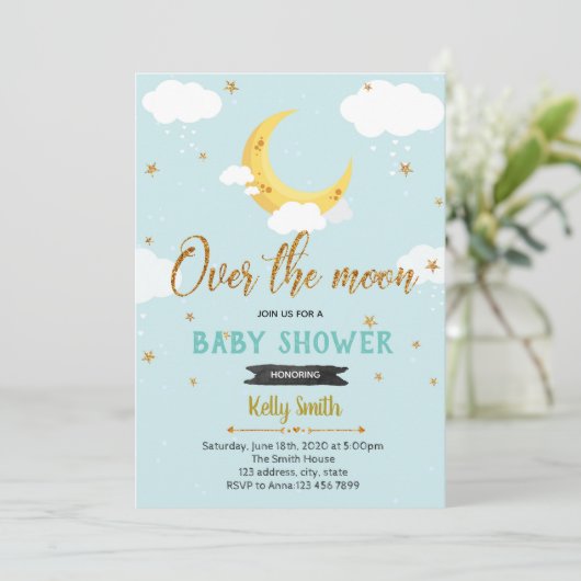 Over de maandoucheuitnodiging kaart (Staand voorkant)