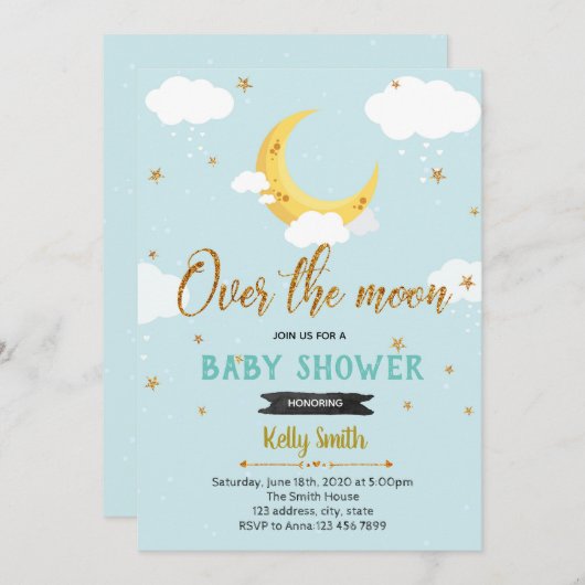 Over de maandoucheuitnodiging kaart (Voorkant / Achterkant)