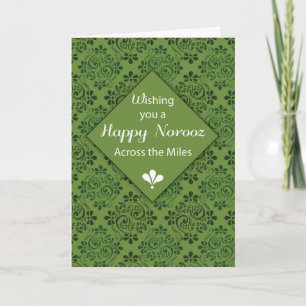 Over de mijlen Groen Patroon Gelukkig Norooz Feestdagen Kaart