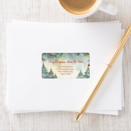 "Over de mijlen" Kerst retour adreslabels Etiket (Insitu)