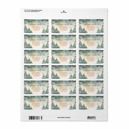 "Over de mijlen" Kerst retour adreslabels Etiket (Full Sheet)